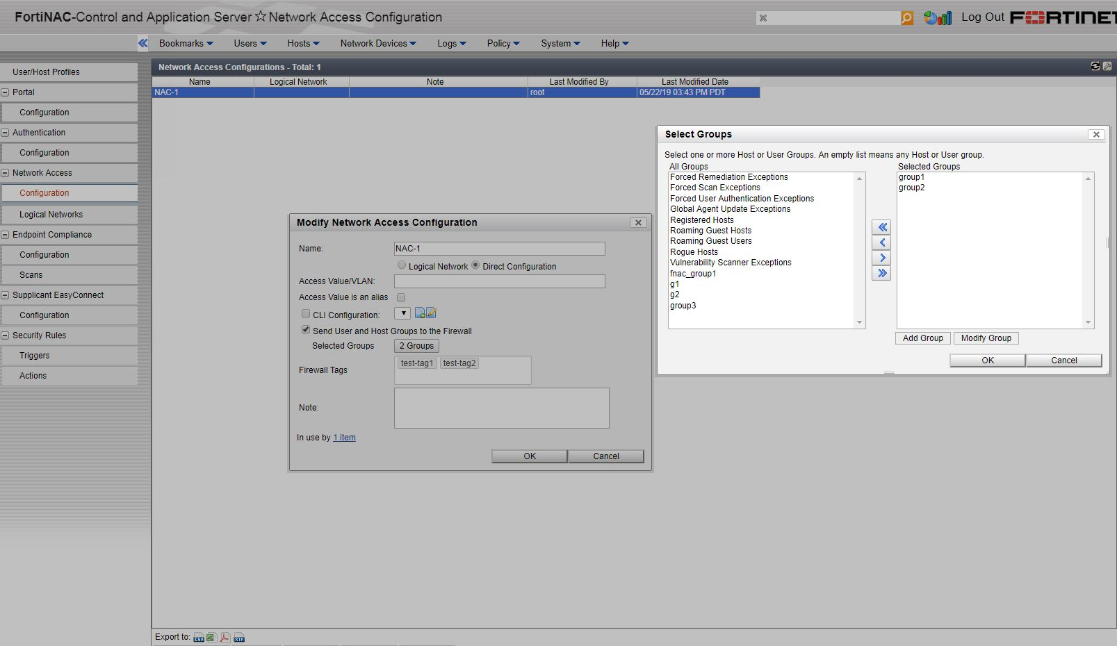 FortiNAC endpoint connector FortiGate / FortiOS 6.2.14